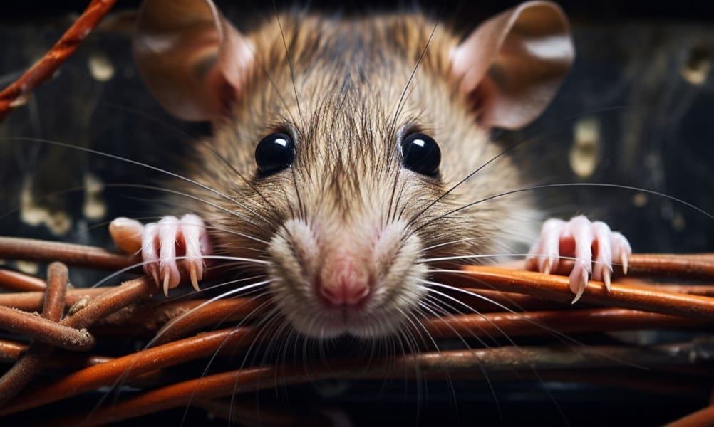 How Rodents Are Causing Expensive Auto Insurance Claims. Mouse chewing car wires.