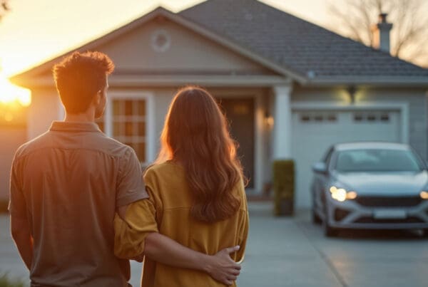 Why Do Insurance Companies Give Big Discounts for Bundling? Couple standing in driveway looking at their home and car.