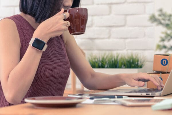 Female business owner reviewing business insurance options