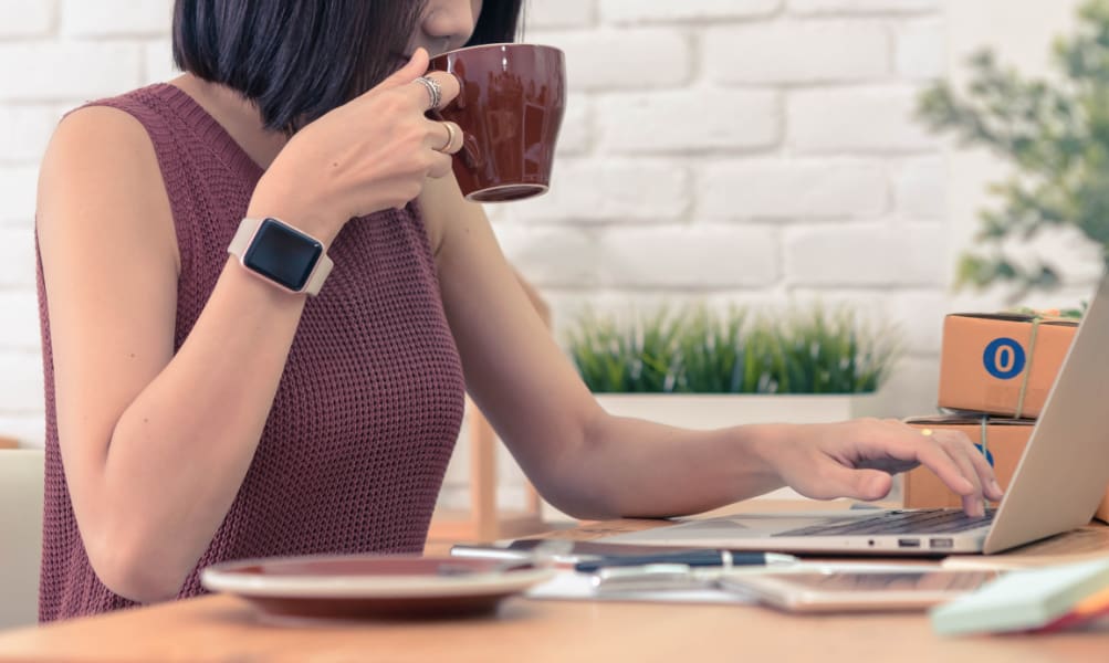 Female business owner reviewing business insurance options